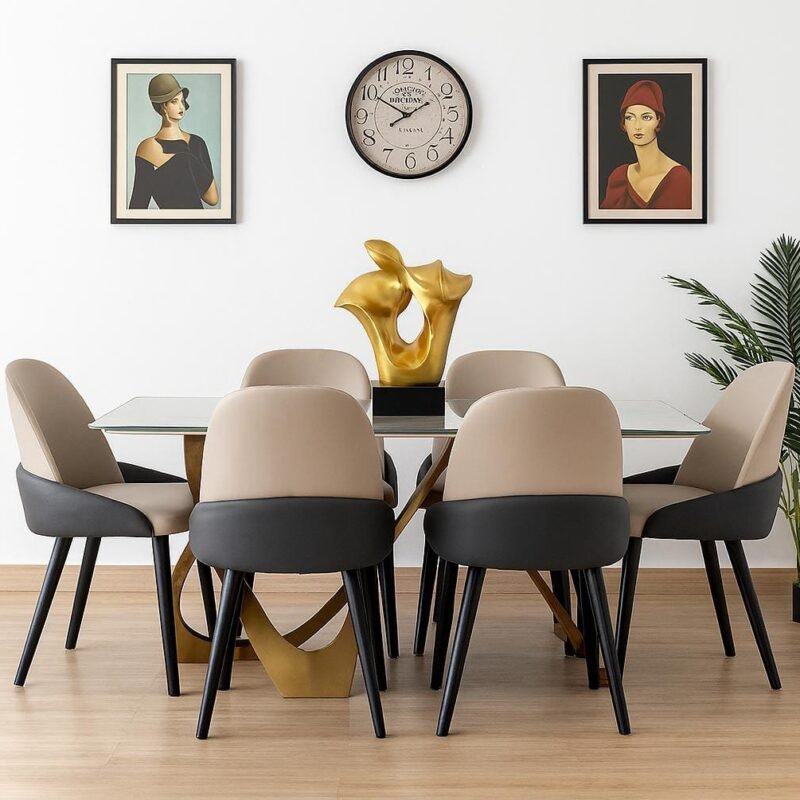 Trio-Dining Table + 6 Metz Chairs